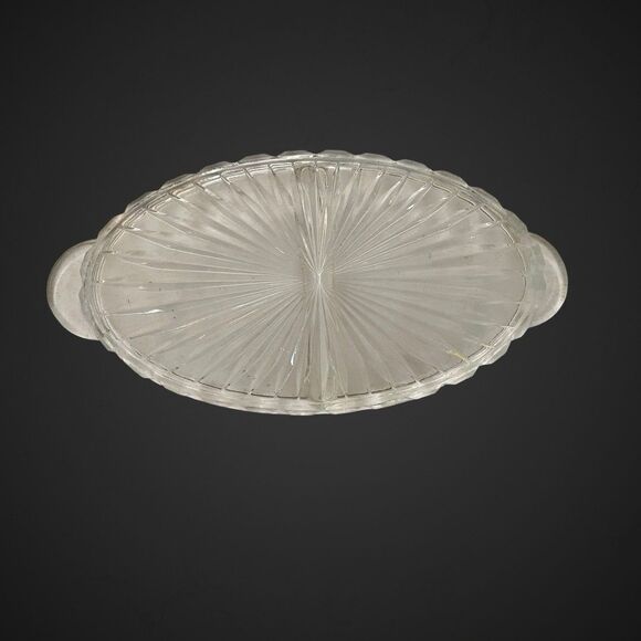 Vintage Oval Split Cut Glass Serving Dish Candy Relish Divided - Picture 3 of 6